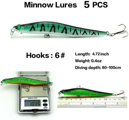 Bass Fishing Lures Tackle Kit Minnow Popper VIB Crankbait Saltwater Freshwater - Picture 25 of 27