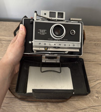 Vintage POLAROID 360 Land Camera Electronic Flash w/ Hard Case Strap Untested