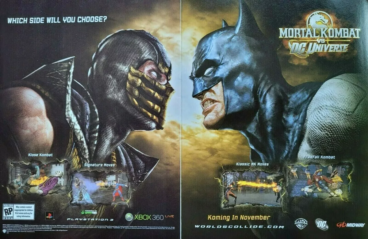 2008 MORTAL KOMBAT Vs DC UNIVERSE PSP Xbox = Official Promo 2pg.