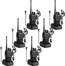 6 BAOFENG Walkie Talkies 888S 6Earpiece UHF 16 Channel Handheld Two Way Radios