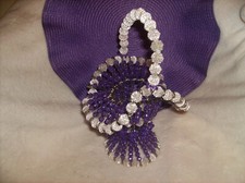 NEW PURPLE & BERRY BEAD FLOWER BASKET 12" SAFETY PIN WEDDING EASTER MADE IN USA!