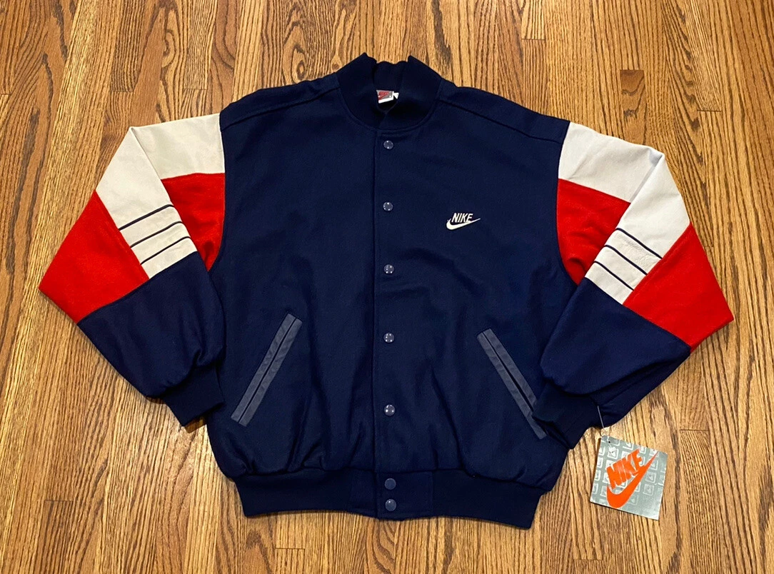 Nike Vintage 90s MLB Baseball All Star Wool Leather Varsity Letterman Jacket NWT