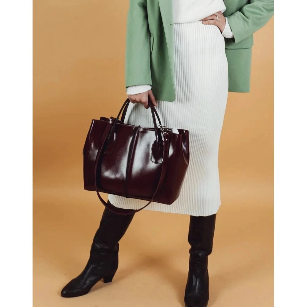 COACH Borsa donna VERA pelle lilla borsetta tracolla tote bag lavanda ufficio