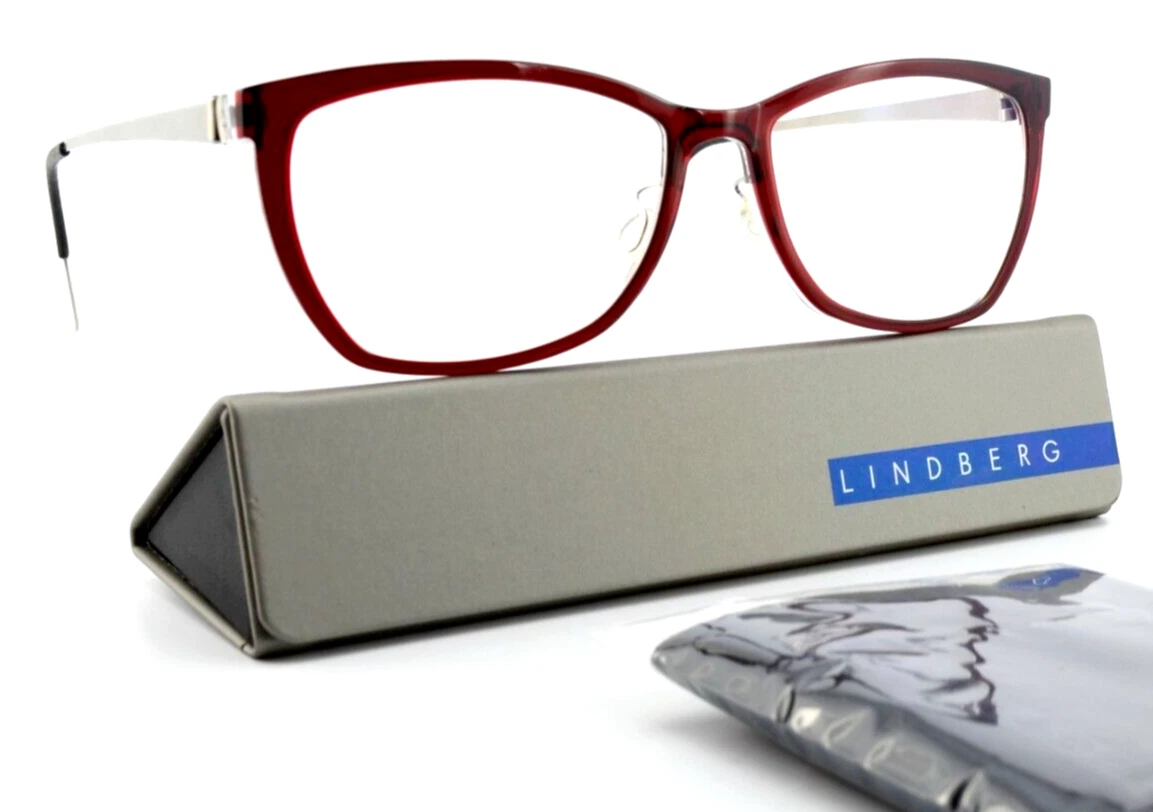 Lindberg Glasses Frame 1158 56 AF97 Acetanium Wine Red Titan Arm Silver Polished