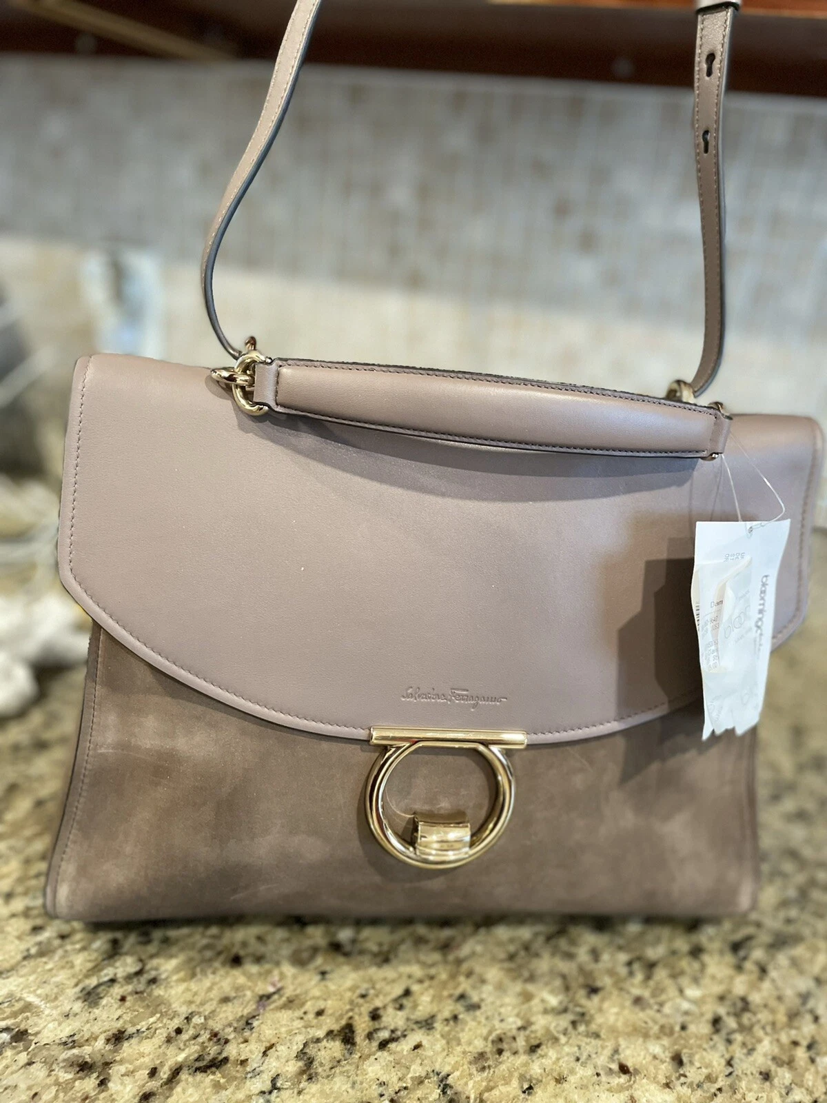 Ferragamo — SALVATORE FERRAGAMO Medium MARGOT Top handle NUBUCK Satchel NEW!