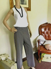 70  s Vintage Brown Retro White Hounds Tooth Hi-Waist Wide Leg Pants