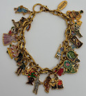 The Wizard Of Oz Ultimate Rhinestone Gold Tone Charm Bracelet Bradford Exchange