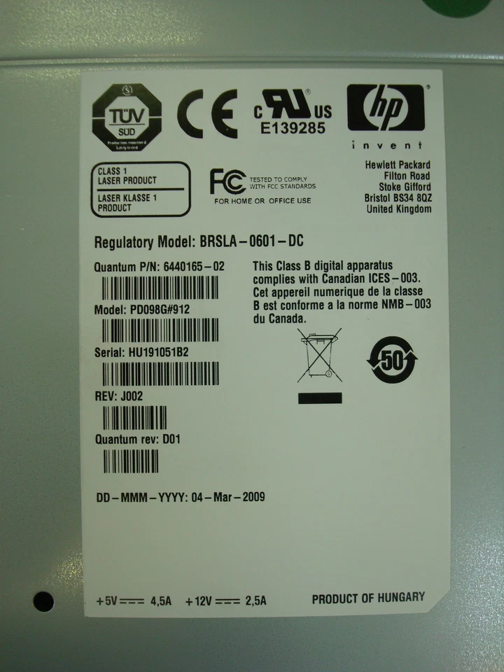 HP LTO4 ULTRIUM Optical FC Tape Drive BRSLA-0601-DC 90 Days RTB Warranty - Image 3 of 3