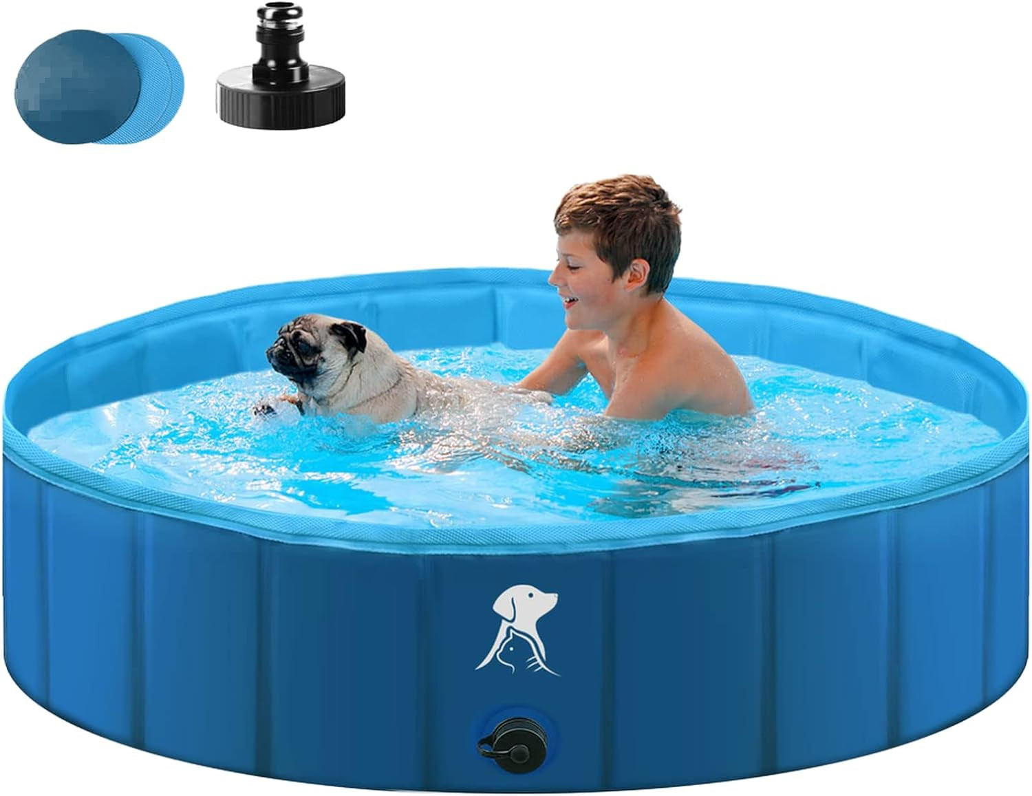 Piscina per Cani e Bambini 160x30 | Vasca Pieghevole Sicura e Divertente
