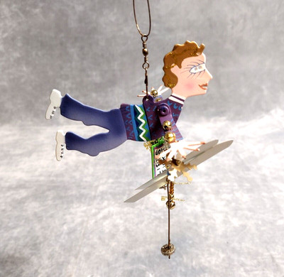 Silvestri, Karen Rossi, ''Fancy Flights'' Hanging, Ornament, Ski, Metal, Folk Art