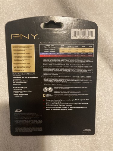 PNY Optima 2GB Class 4 - SD Card - Retail - P-SD2GB-EF New Factory Sealed - Picture 2 of 8