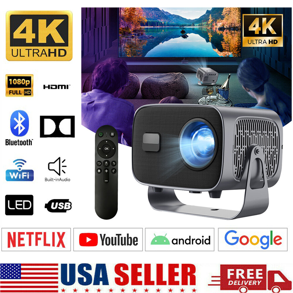 4K Mini Projector 20000 Lumen LED 1080P WiFi Bluetooth UHD Portable Home Theater-image