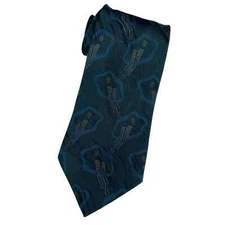 Giorgio Armani Mens Silk Neck Tie Teal Blue Abstract Italy