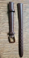 10mm ANTIQUE CALF LEATHER BROWN APOLLO WATCH STRAP GOLD BUCKLE  NOS