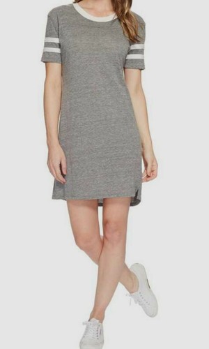 $192 Alternative Women's Gray Stadium Jersey Short Sleeve T-Shirt Dress Size L - 第 1/2 張圖片