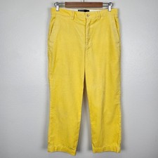 Polo Ralph Lauren Mens Corduroy Pants Yellow Classic Vintage Size 32x27 Hemmed