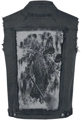 Metallica Vest Jacket Thrash Metal Band Sleeveless Denim Men's Black Jean Jacket - Image 1 of 4