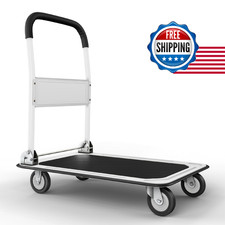 Heavy Duty Foldable Push Cart Dolly 330 lbs Capacity Collapsible Hand Truck Swiv