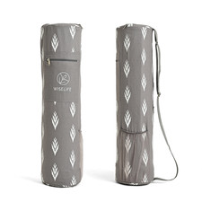 Grey Yoga Mat Carry Bag With Shoulder Adjustable Strap Bottle Carry pockets