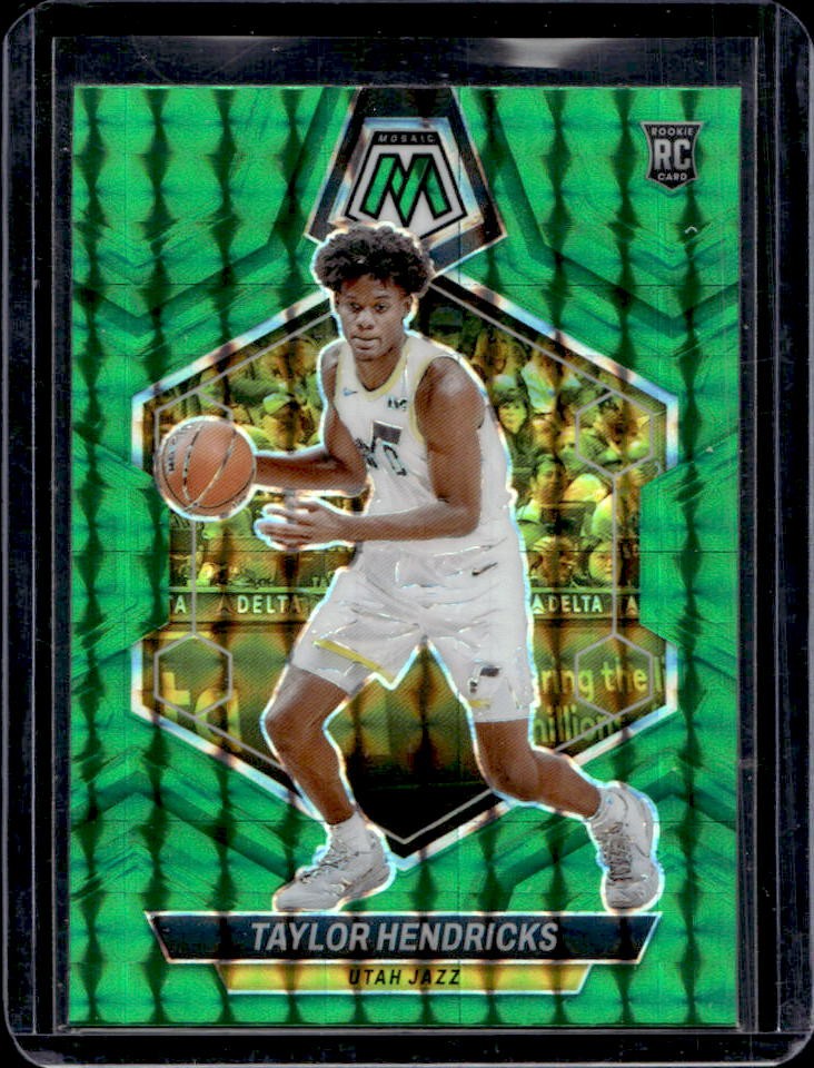 2023-24 Panini Mosaic Taylor Hendricks RC Green Mosaic Prizm Rookie #221 Jazz
