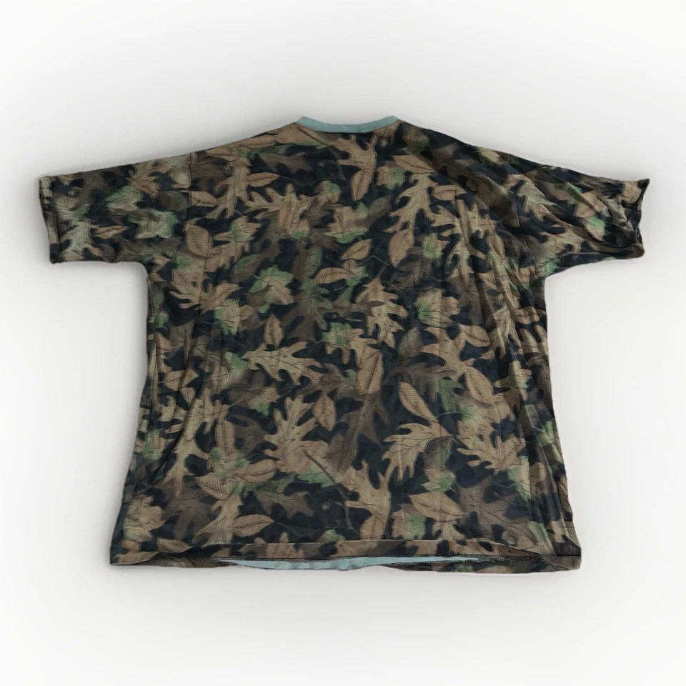 Camiseta masculina vintage Kelly Cooper Tru Leaf outono floresta camuflagem 2XL bolso caça - Imagem 2 de 4