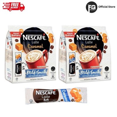 2 X NESCAFE 3 in 1 Latte Caramel Instant Coffee 30 sticks FREE SHIPPING Halal