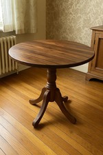 Wooden Handmade Dining Table Kitchen Round Dining Table Wood 100cm WALNUT