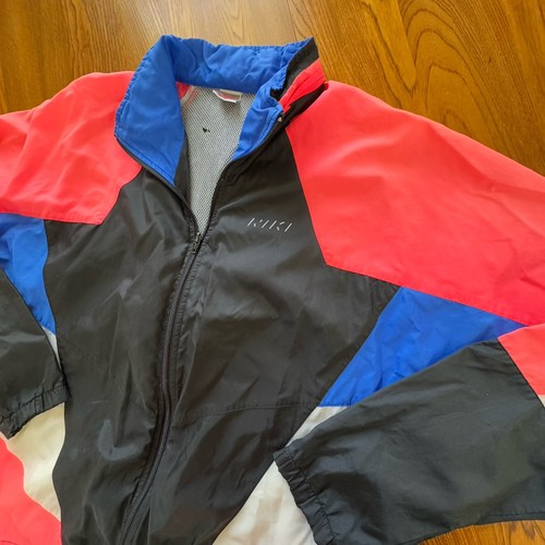 Vtg 90 Nike Pink Blue Color Block Full Zip Windbreaker Jacket w/ Hood Women's XL