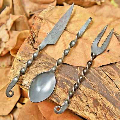 Vintage Forged Dinning table Set Chef Steak Knife Spoon Fork BBQ -Vikings