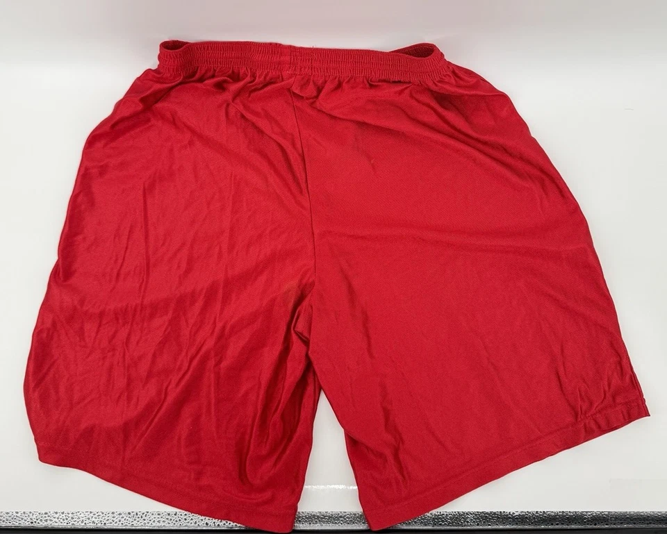 VNTG 80s Champion San Francisco 49ers Red Mesh Shorts Large Cotton Made In USA - Image 3 of 4