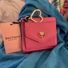 NWT Juicy Couture Colorful Love Mini Envelope Flap Wallet Trifold Gold Hot Pink