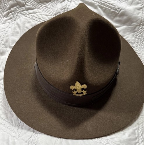 Vintage Boy Scouts of America Campaign Mütze 7 3/8 Stil 501 Führer Camp Farbe