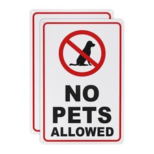 2-Pack No Pets Allowed Sign, 12" No Dog Sign for Garden/Pool Black on White 