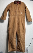 Carhartt Insulated Overalls Men 44R Brown Lined Duck Canvas Extreme Cold VTG USA
