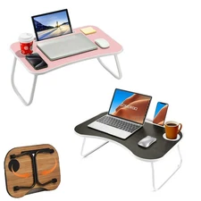 Foldable Laptop Table Portable Lap Desk Bed Table Tray Laptop Stand & Cup Holder