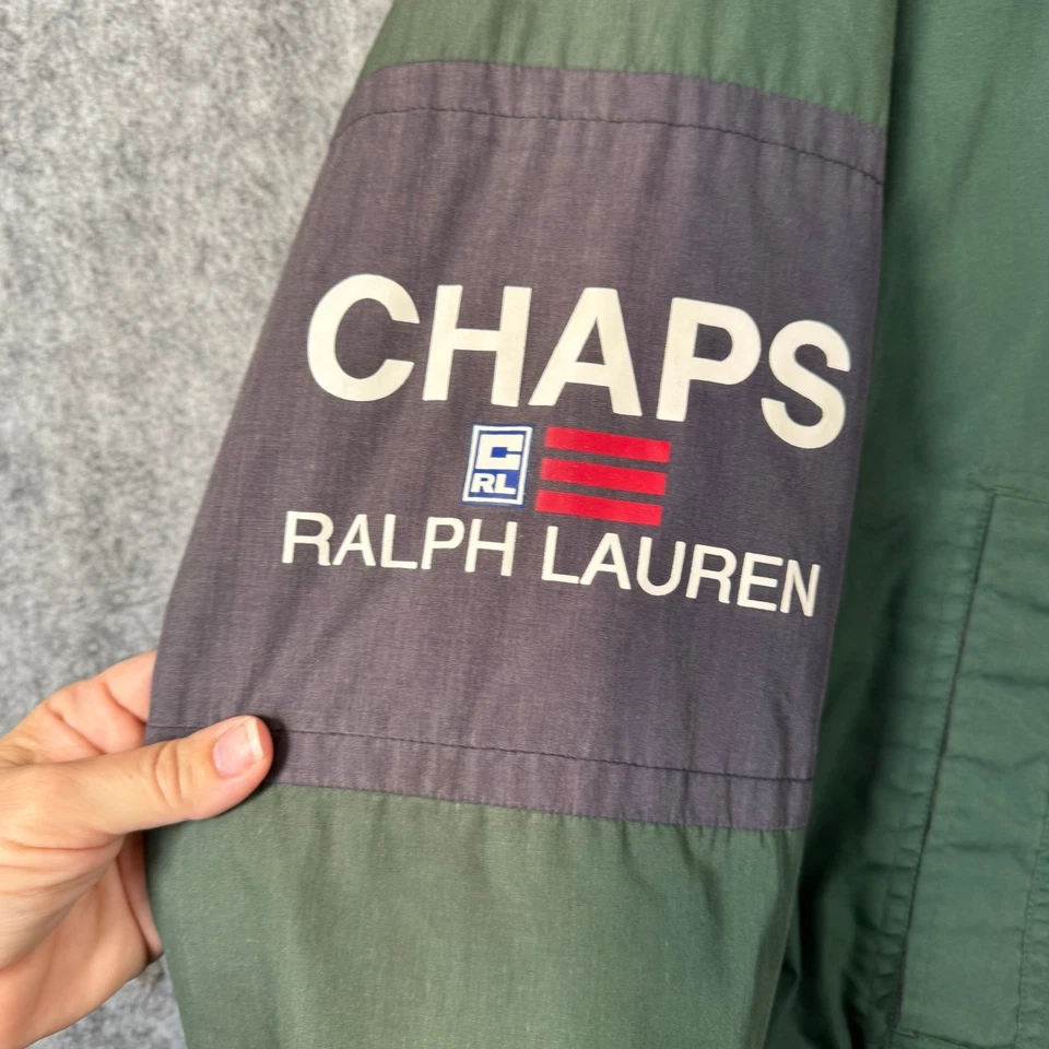 Vintage CHAPS RALPH LAUREN Quilted Jacket Mens Large Green Thailand Sport Retro - Image 3 of 4
