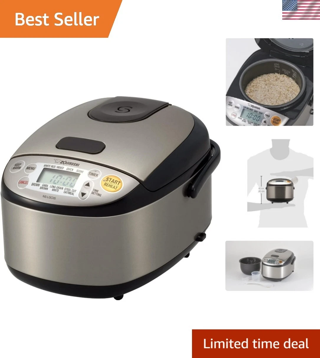 Micom 3-Cup Compact Size, Multiple Settings, Stainless Steel Made, Built-In R...
