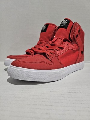 Supra Vaider 08044-693-M Mens Red Canvas High Top Lace Up Skate Sneakers RARE  