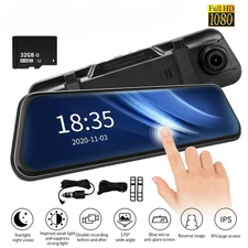 10" 1080P Car Dual Dash Cam DVR Rear View Mirror Camera Video Recorder G-sensor