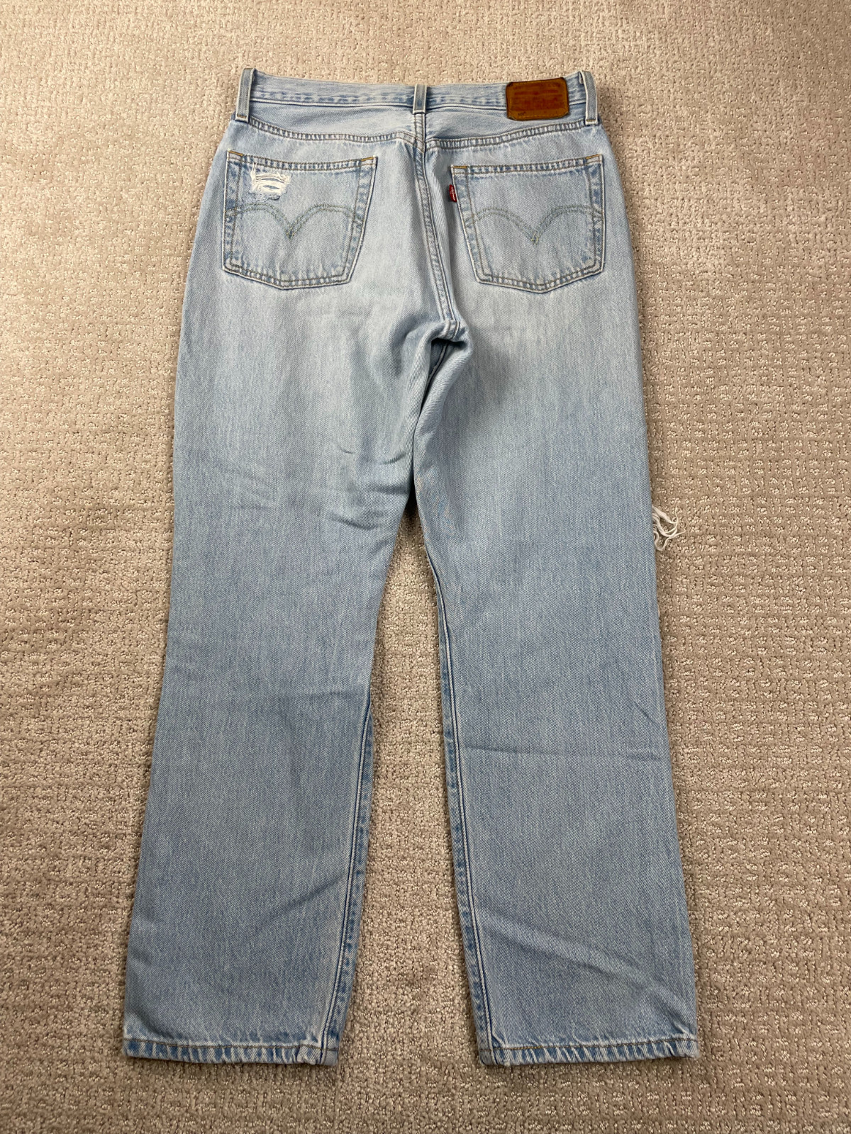 Levis 501 Jeans Womens 27 Relaxed Distressed Light Wash Premium Cotton Denim 90s