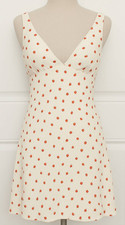 Zara women medium mini flare slip dress beige cream red strawberry viscose silk