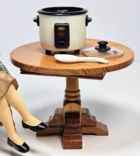 Dollhouse Miniature Rice Cooker 1:12 Scale Kitchen Appliances & Serving Spoon 