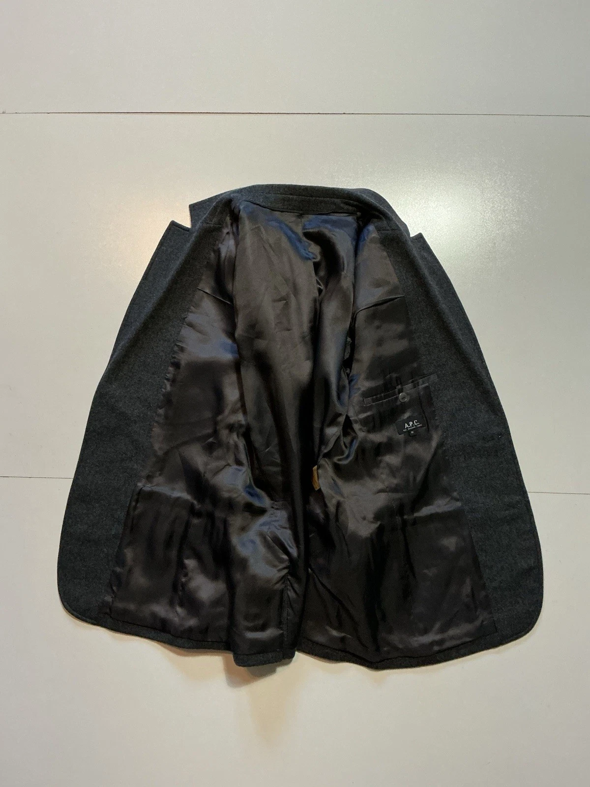 A.P.C. Rue Madame Paris Two Button Charcoal Grey Sportscoat Blazer Jacket Sz. M - product detail image 3