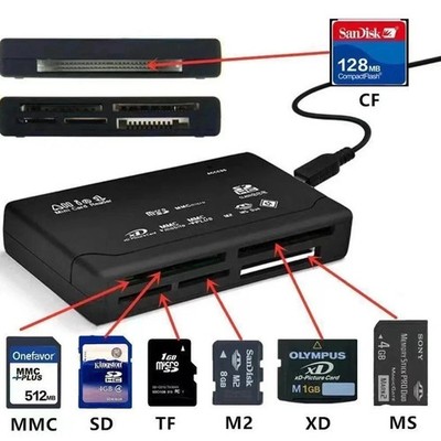 Speicherkartenleser All in One 1 USB Adapter SD SDHC Mini Micro M2 MMC XD CF MS
