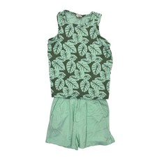 Kate Quinn Green Taro Leaf Topstitch Tank & Relaxed Short Outfit Set Size 4T