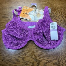 Playtex Full Figure 38DD venice embroidery underwire bra 7250 Iced Orchid