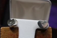 Tiffany  Co. Heart Shaped Earrings with a Diamond in the center of each  Box