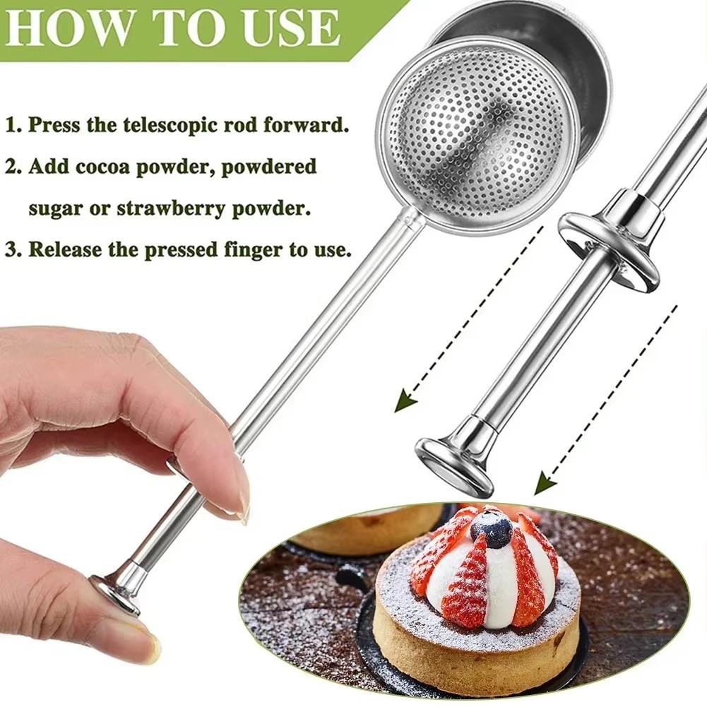 Stainless Steel Powder Shaker Sugar Duster Flour Sieve Cake Decorating BakerTool