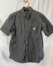 Carhartt Men  s Relaxed Fit Work Shirt Size Med Gray Short Sleeve