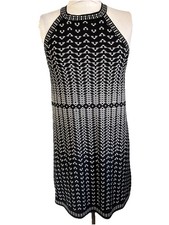 NWT Max Studio Racerback Dress Size Medium Woman's Black White Knee Length
